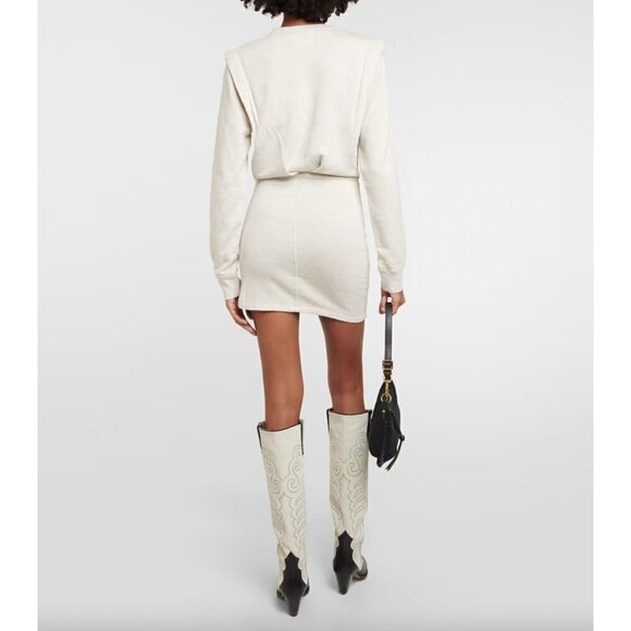 Etoile Isabel Marant Michaela Jersey Mini Dress Ecru Womens Size FR 42 US 10 - Picture 5 of 15